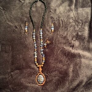Elegant Handmade Beaded Necklace, Earring, and Ring Set